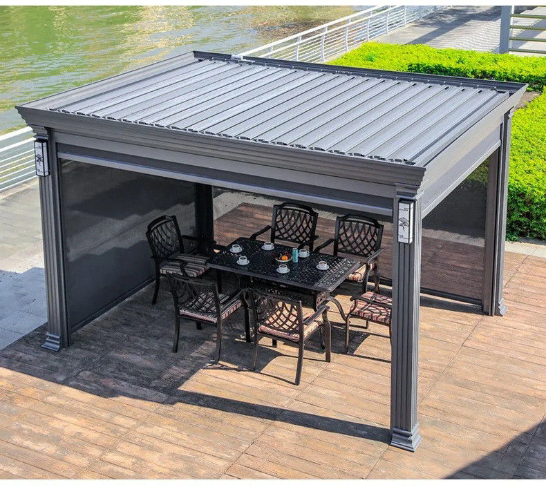 Gazebo Hardtop SeeHill 30x40cm: Pergola Da Esterno In Alluminio Con Tetto In Acciaio E Tende