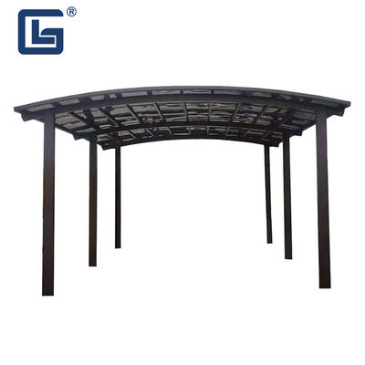 Carport di alluminio doppio 6.5m nero scuro con il tetto del policarbonato