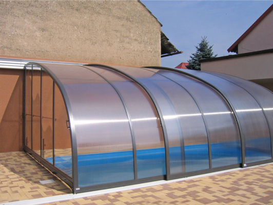 recinzione telescopica del Sunroom del policarbonato di 4mm della copertura di alluminio della piscina bronzea